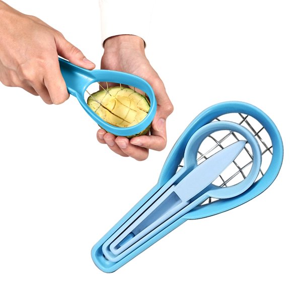 3‑in‑1 Multifunctional Avocado Slicer Tool, Handheld Fruit Cutter and Pit Remover, Practical Durable Kitchen Gadget for Slicing, Dicing and Pitting Fresh Avocados 1Pcs