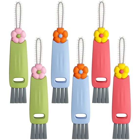 FacoFaco 3 in 1 Small Cup Lid Cleaning Brush, 6 Pcs Multifunctional Crevice Cleaner for Bottle Gap Tight Spaces