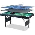 thumbnail image 1 of 3-in-1 Multifunctional Game Table with Pool Table, Table Tennis Table and Dining Table, Indoor Game Table for Adults and Children, Folding Pool Table with Complete Accessories, Green, 1 of 10