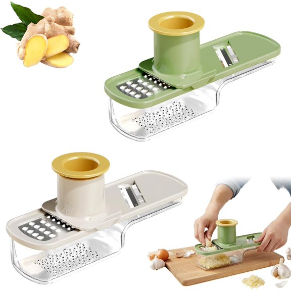 3-in-1 Multifunctional Garlic Slicer Super Thin with Container, Stainless Steel for Efficient Home Cooking and Meal Prep