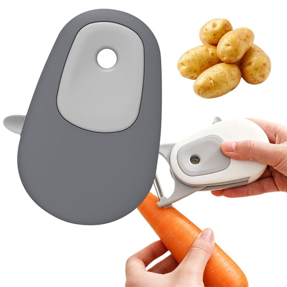 3-in-1 Multifunctional Kitchen Peeler,Stainless Steel Vegetable Fruit Slicer Peeling Tool,Ergonomic Magnetic Easy Clean Kitchen Gadget for Potato Fruit Gourd,1PC,Gray