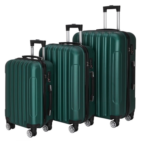 3-in-1 Multifunctional Large Capacity Travel Storage Suitcase Set, Dark Green Plastic Metal Luggage, Wear-resistant Durable Suitcase for Travel Daily Collection