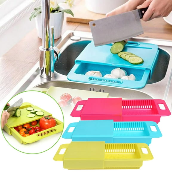 3-in-1 Multifunctional Plastic Sink Strainer And Cutting Board Combo Tool For Cutting, Washing And Draining, Space-saving Design, Ideal For Home Kitchen Use, 1pc, by UKHCCC