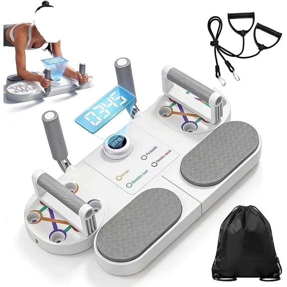 3-in-1 Multifunctional Push-Up Board for Home Gym, Push Up Board with Resistance Bands & Timer Counter, Portable Workout Board with Push Up Bars for Men Calisthenics Equipment