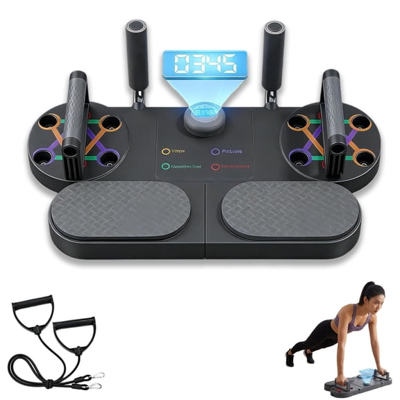 3-in-1 Multifunctional Push-Up Board,Push Up Board with Resistance Bands & Timer Counter, for Chest, Abs, Arms & Core Training, Non-Slip & Ergonomic Design
