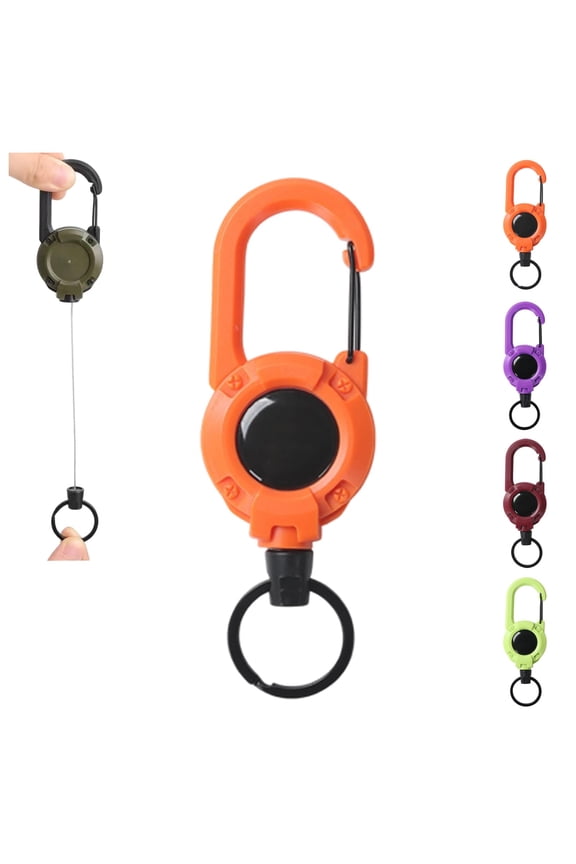 3-in-1 Multifunctional Retractable Pull Reel Carabiner Keychain – Mini Stainless Steel Key Clip for Backpacks & Belt Loops, Anti‑Lost Key Ring for Hiking, Everyday