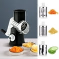 thumbnail image 1 of 3-in-1 Multifunctional Vegetable Cutter - Hand Operated Potato Grater Shredder with 3 Interchangeable Blades, Stainless Steel - White/Black (Modern Style), 1 of 7