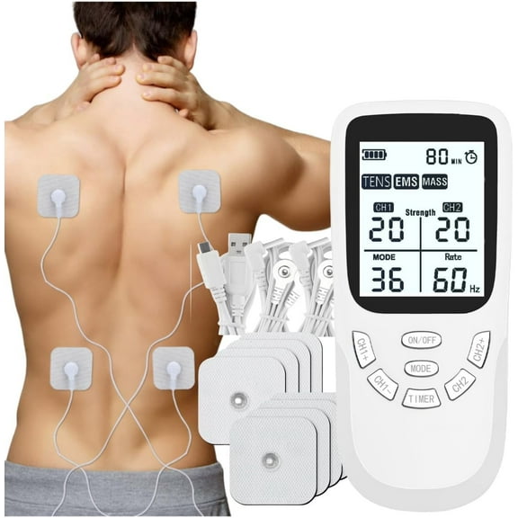 3-in-1 Muscle Stimulator with 36 Modes Massage Therapy Machine, with TENS, EMS function and massage, to relieve muscle pain and strengthen muscles, A/B Channels, with 8 electrodes
