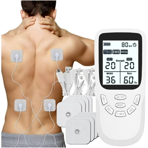 3-in-1 Muscle Stimulator with 36 Modes Massage Therapy Machine, with TENS, EMS function and massage, to relieve muscle pain and strengthen muscles, A/B Channels, with 8 electrodes