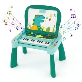 3-in-1 Interactive Activity Table Toddler Toy Electronic Piano Dinosaur Magnetic Whiteboard Learning Alphabet Card Lights Gift Kid