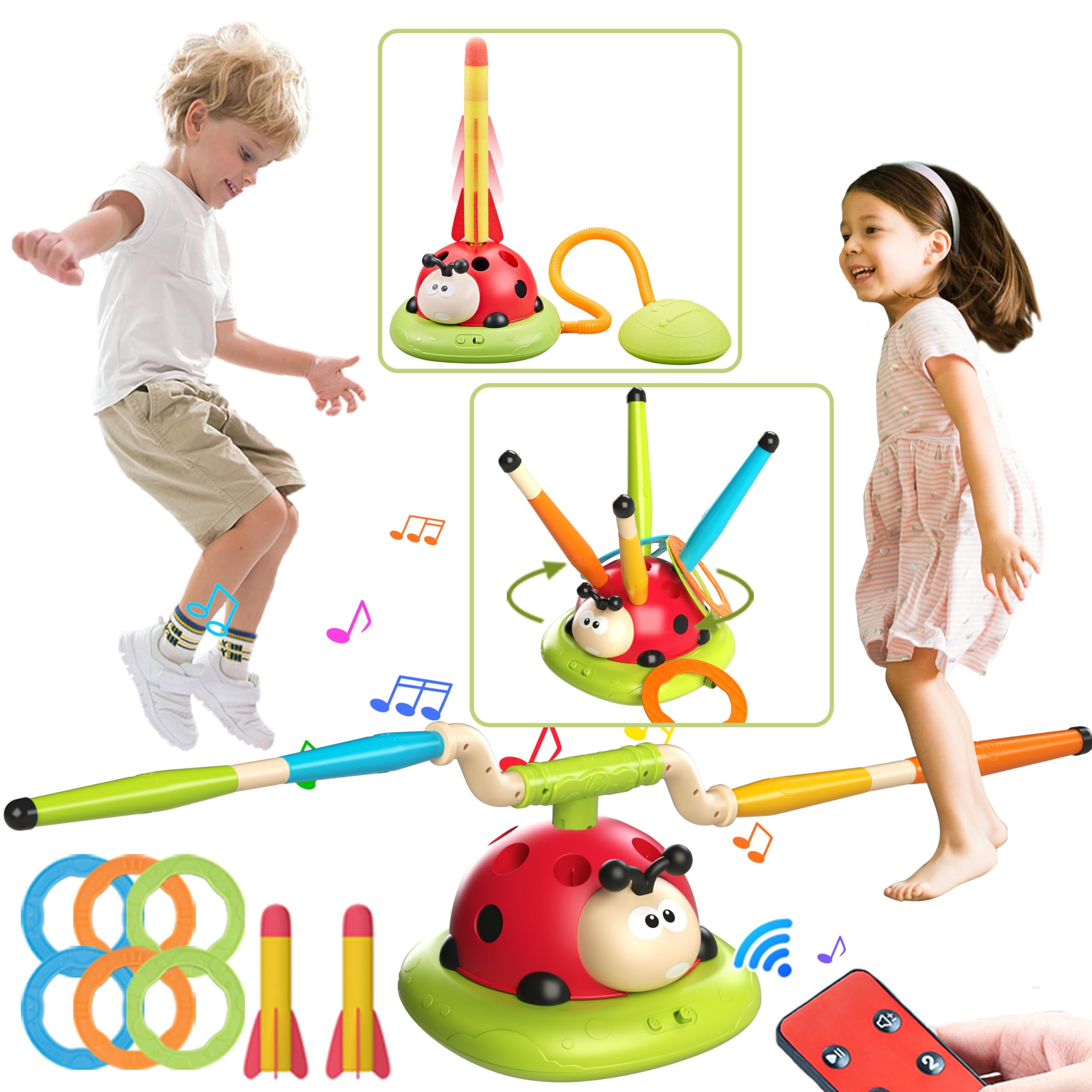Belamar 3 in 1 Ladybird Themed Game Toy: Musical Jump, Toss