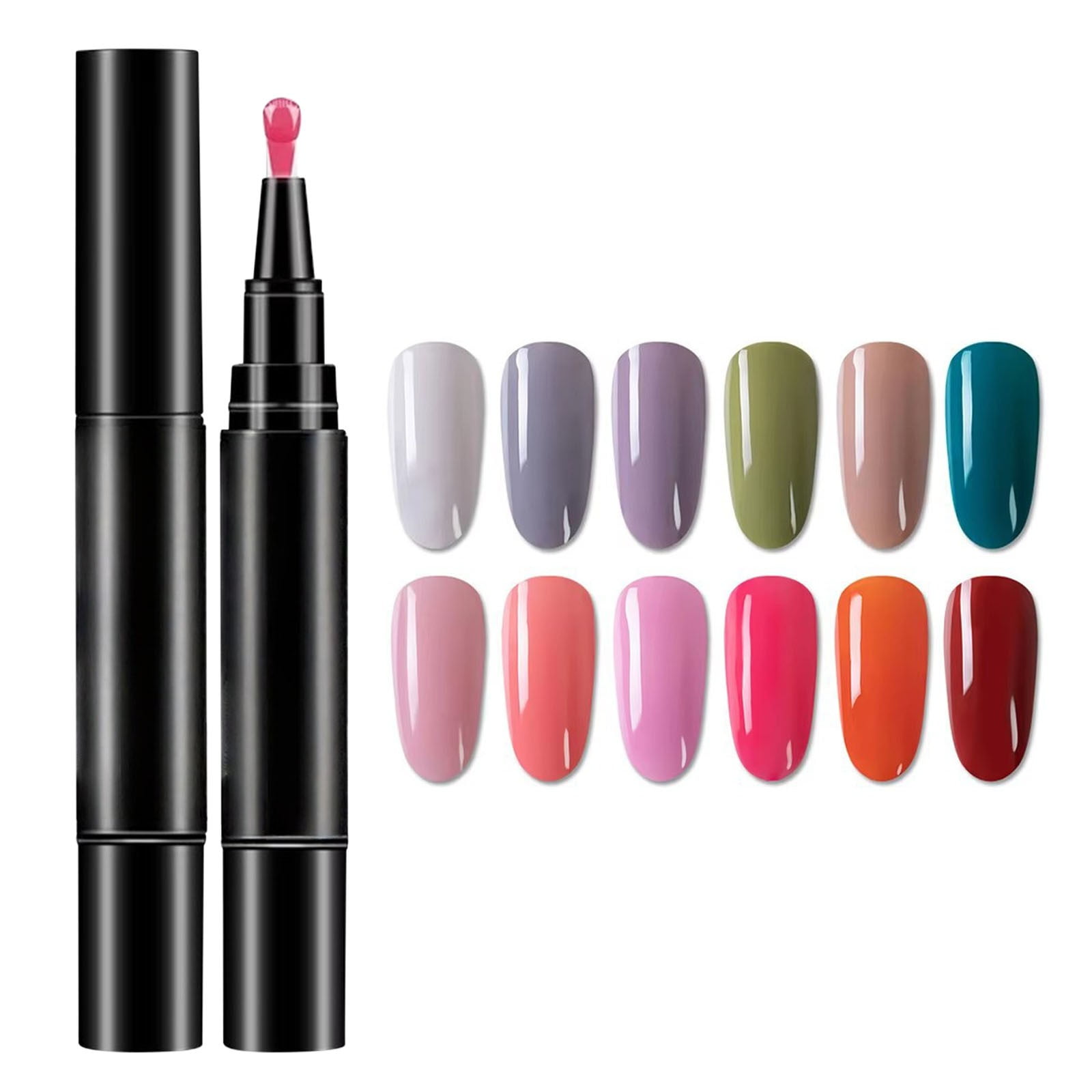 3-in-1 Nail Gel Pen Set, 12 Colors Quick Dry Nail Polish Pens, Portable Gel Nail Art Kit, DIY Manicure Tools for Nail Design with High Pigment Gel Polish
