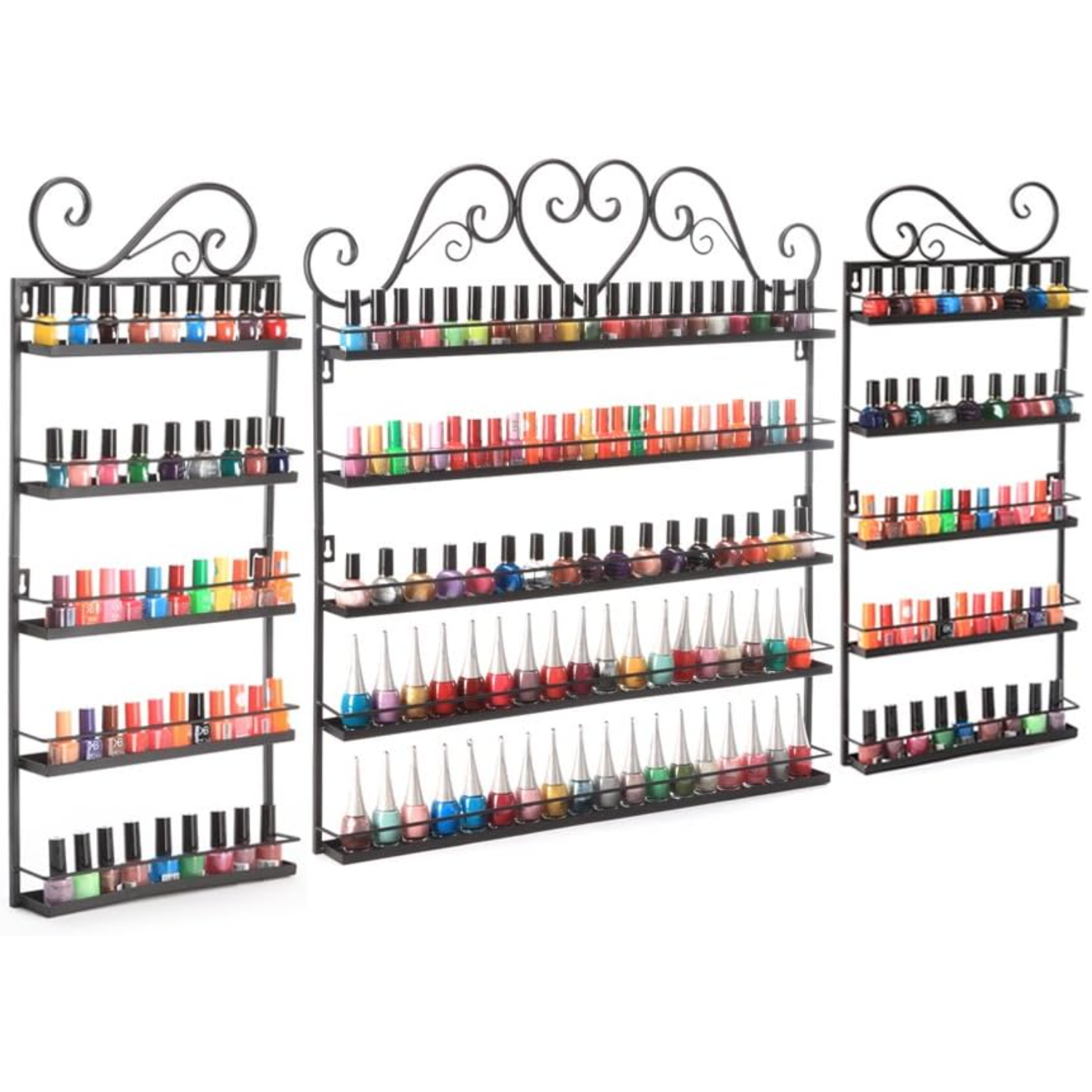 3 in 1 Nail Polish Wall Rack Organizer Holds 200 Bottles Nail Polish Shelf 3 pcs Included Black