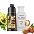 thumbnail image 1 of 3-in-1 Natural Hair Dye Shampoo & Hair Repair Conditioner Bundle - Gray Coverage & Deep Moisture - Vegan, Sulfate-Free, Color-Safe - Argan Oil, Collagen - 2x400ml (DARK BLONDE), 1 of 7