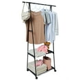 thumbnail image 1 of 3 in 1 Neat Garment Rack Rail Movable Clothing Garment Clothes Rack Rail with 2-Tier Shoes Organizer Free-Standing Hanging Rail Storage Compartment, 1 of 8