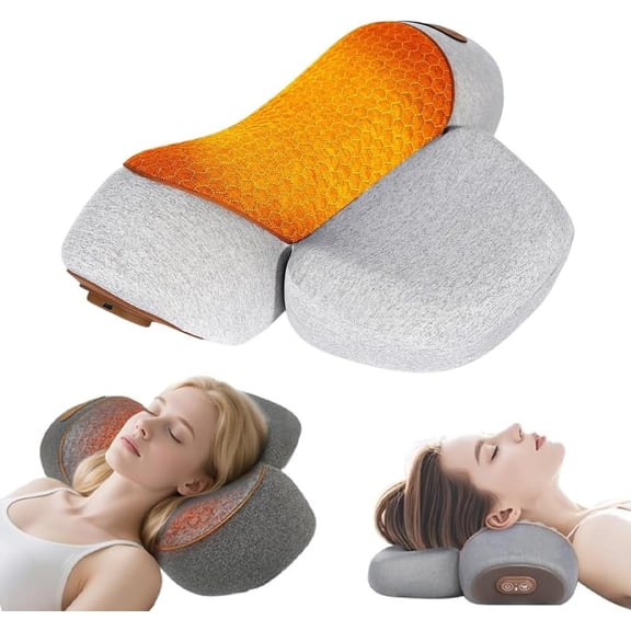 3-in-1 Neck Massager Pillow, 2026 New Neck Massager with Heating, Traction & Vibration Function, Deep Tissue Massage, Hump Corrector, Memory Foam Pillows for Sleep Aid and Relaxation