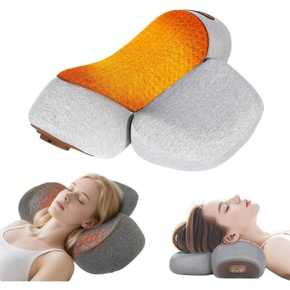 3-in-1 Neck Massager Pillow, 2026 New Neck Massager with Heating, Traction & Vibration Function, Deep Tissue Massage, Hump Corrector, Memory Foam Pillows for Sleep Aid and Relaxation