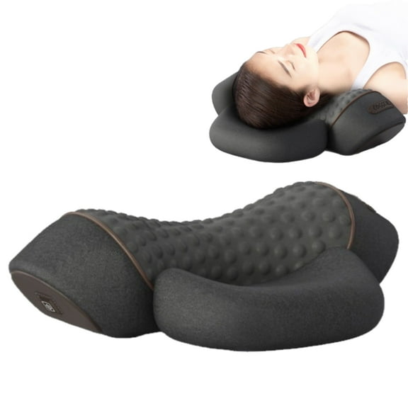 3-in-1 Neck Massager Pillow with Heat & Electric Cervical Traction - Vibration Massage for Neck/Shoulder Pain Relief, Ergonomic Memory Foam Support for Home & Office