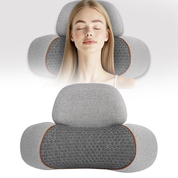 3-in-1 Neck Massager Pillow with Heat & Traction, Deep Tissue Cervical Traction Device for Neck Hump Corrector, Shoulder & Upper Back Pain Relief, Relaxing Therapillow Support