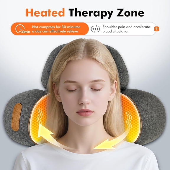 3-in-1 Neck Massager Pillow with Heating & Cervical Traction, Ergonomic Cervical Pillow for Neck Back Shoulder Pain Relief,Cervical Traction Suppor (Brown)