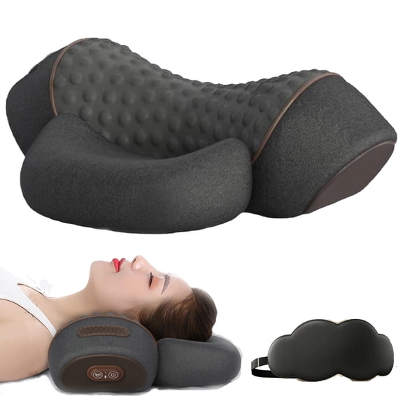 3-in-1 Neck Massager Pillow, Neck Massager Ergonomic Hump Neck Pillows with Traction, Heat & Vibration, for Sleeping Deep Relaxation