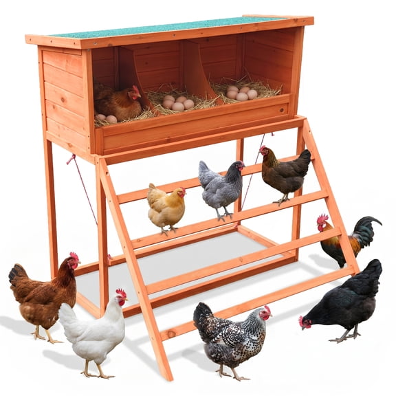 3-in-1 Nesting Boxes for Chickens with Perch and Swing- Wooden Chicken Nesting Box for Poultry 3 Compartments Laying Eggs Nest Box for Chickens, Hens, Ducks