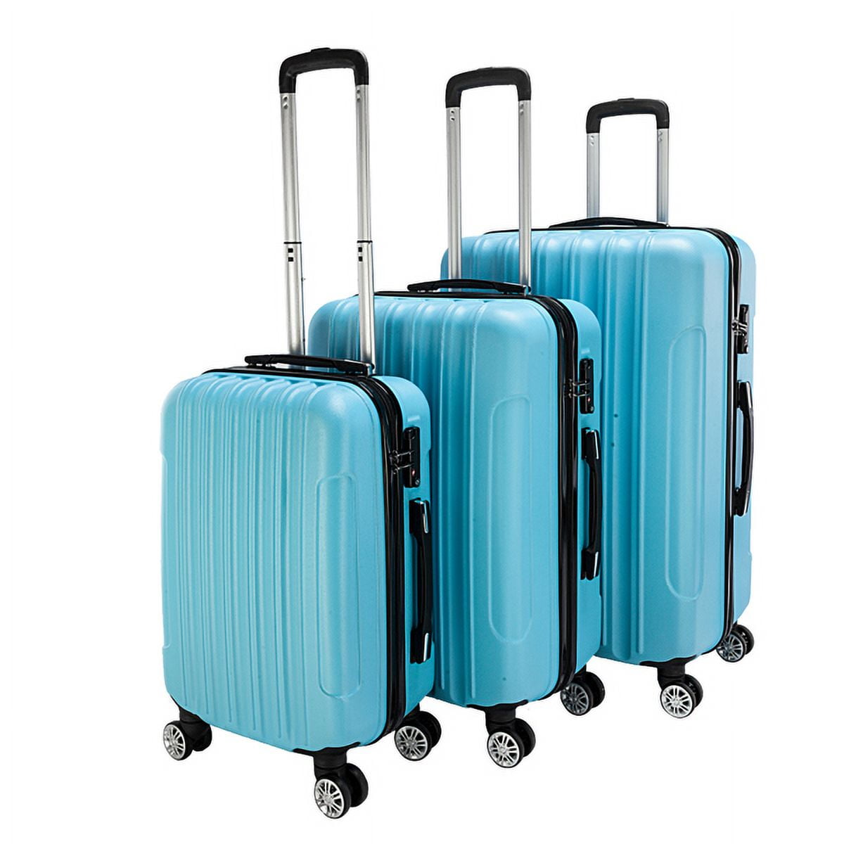 3-in-1 Nesting Suitcase Set (20/24/28 Inch) - Large Capacity Durable Travel Luggage w/Metal Frame, Lightweight Plastic Storage