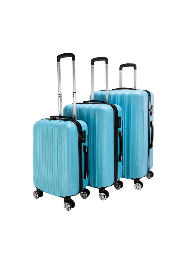 3-in-1 Nesting Suitcase Set (20/24/28 Inch) - Large Capacity Durable Travel Luggage w/Metal Frame, Lightweight Plastic Storage