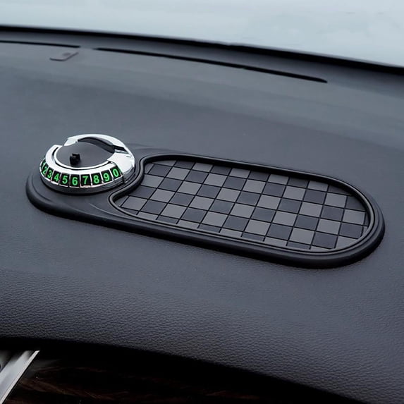3-in-1 Non-Slip Car Phone Pad - Multifunction Car Anti-Slip Mat Auto Phone Holder, 360° Rotating Dashboard Stand with Parking Number Display, Large Space for Phones, Sunglasses, Keys, and Gadgets