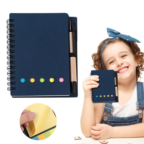 3-in-1 Notebook with Pen & Sticky Notes, 60 Sheets Memo Pad, All-in-One Note Taking Set for Office