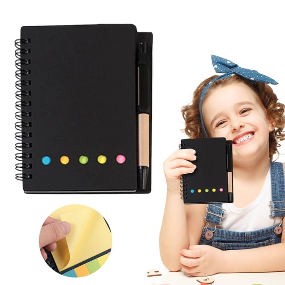 3-in-1 Notebook with Pen & Sticky Notes, 60 Sheets Memo Pad, All-in-One Note Taking Set for Office