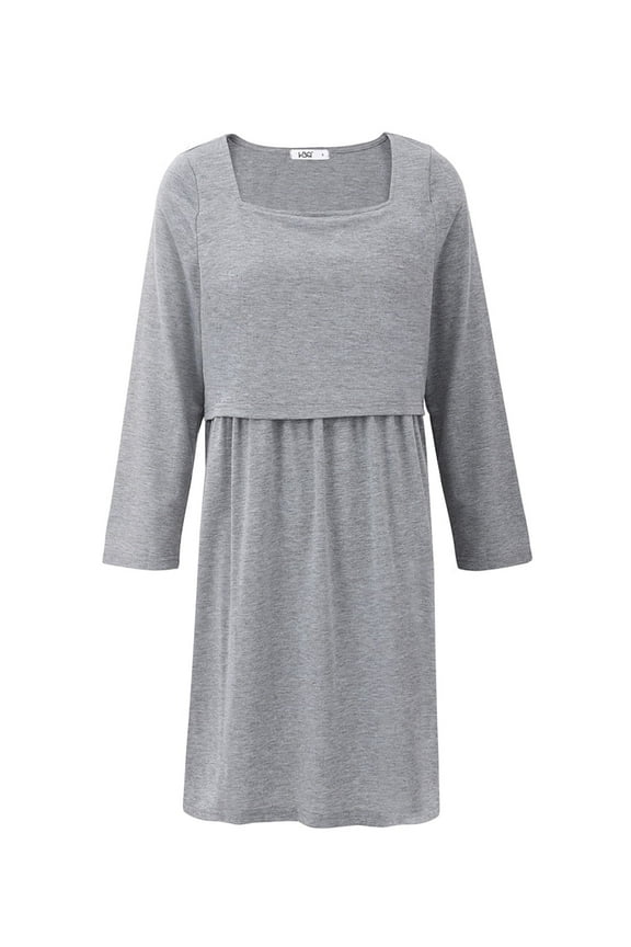 3 in 1 Nursing Dress Maternity Nightgown Labor/Delivery Breastfeeding Birthing Gown Women's Nursing Nightgown Gown Full Slips Sleepwear,S-3XL