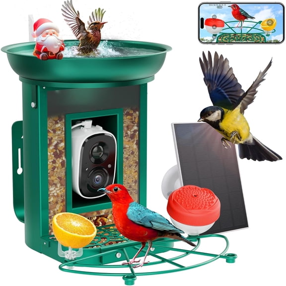 3-in-1 Outdoor Smart Bird Feeder, Remote Bird Watching Gear, 2K HD Night Vision Recording & AI Recognition, Real-time Monitoring & Alerts, IP65 Waterproof