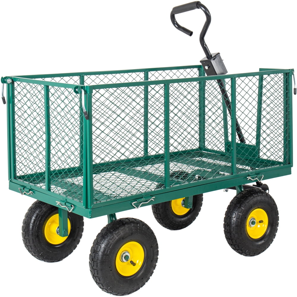 3-in-1 Oversized Steel Garden Cart 880 Lbs Heavy Duty Pullable Mesh ...