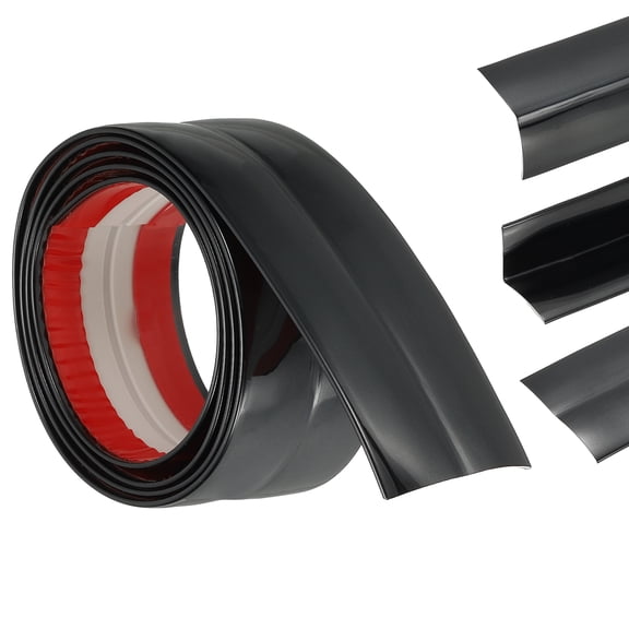 3-in-1 Peel and Stick Trim, 1.6in x 3.2 ft Multifunctional Wall Molding Trim, Flexible Edge Guard Molding Self-Adhesive Caulk Strip for Floor, Table, Door Frame, Shiny Black