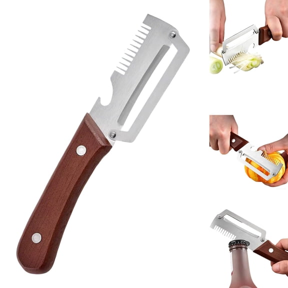 3-in-1 Scallion Shredder & Peeler Kitchen Tool, Heavy Duty 3 in 1 Stainless Steel Peeler, Multi-Functional Vegetable Peelers for Kitchen
