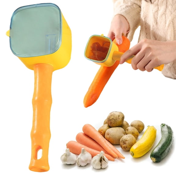 3-in-1 Peeler, Non-Slip Handle Slicer, Household Multi-Functional Kitchen Fruit Peelers for Carrots Salad Food Grape Mango Orange Tomat, Peeling Tool for Home BBQ Camping Picnic Travel(Orange)