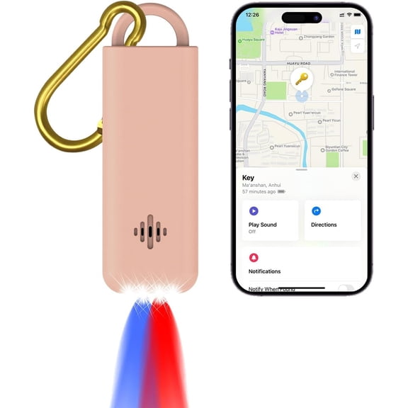 3-in-1 Personal Alarm with Apple Find My - 130dB Emergency Siren, LED Strobe Flashlight, GPS Tracker Keychain for Women, Kids, Seniors - Real-Time Location, iOS Only