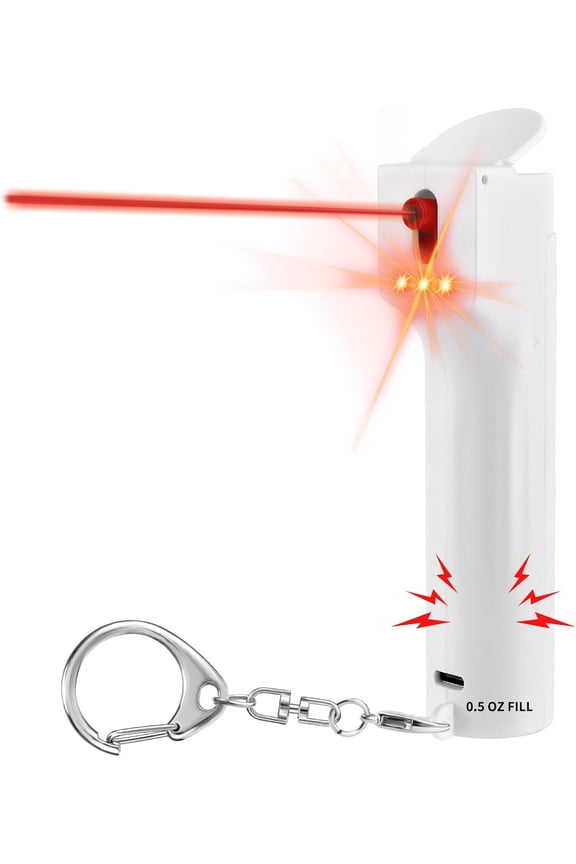 3-in-1 Personal Safety Alarm with Pepper Spray l for Women Self Defense Keychain, Defence Protection Tools, Refillable Cartrid, Extremely Loud 140dB Whistle, Led Flash Light, Safe Gifts for Teens