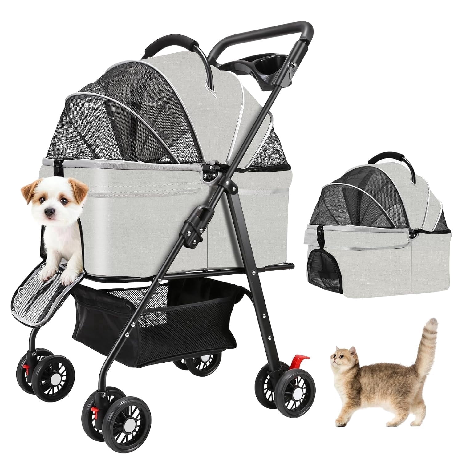 3-in-1 Pet Stroller, Car Seat & Carrier for Small Dogs and Cats, 4 ...