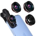 thumbnail image 1 of 3 in 1 Phone Camera Lens Kit Universal HD Phone Fisheye Camera Lens with Wide Angle Lens & Macro Lens+Fisheye Lens, 1 of 7