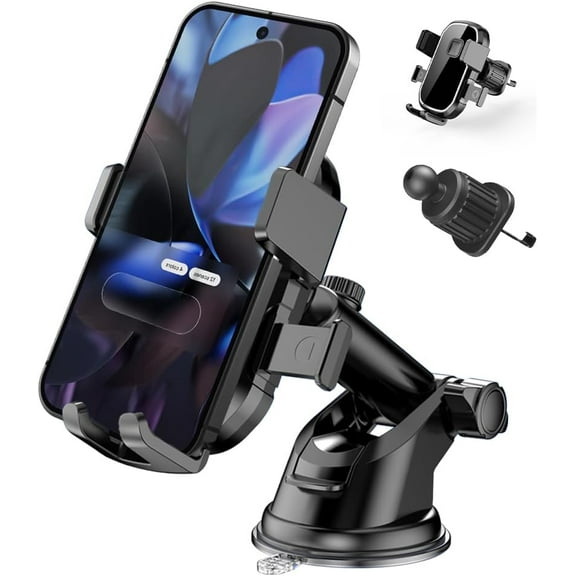 3-in-1 Phone Holders for Your Car, Heavy-Duty Car Phone Mount for Dashboard, Windshield & Vent, Universal Cell Phone Holder for iPhone & Android