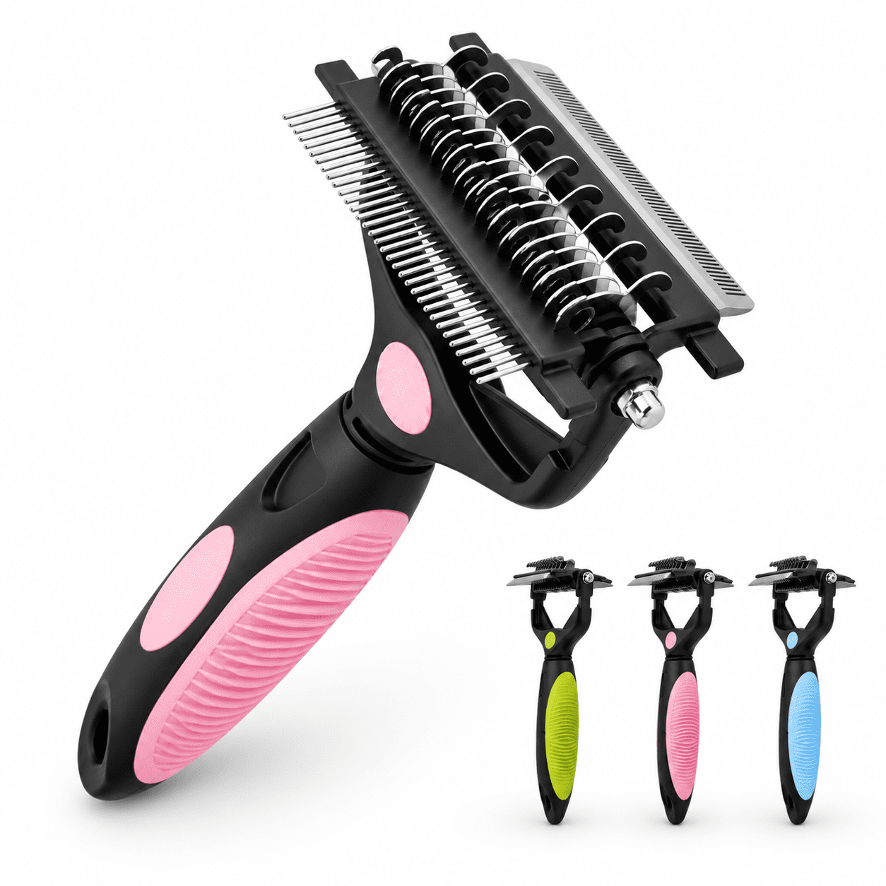 3-in-1 Pink Pet Dematting Tool, Undercoat Rake Deshedding Brush for ...