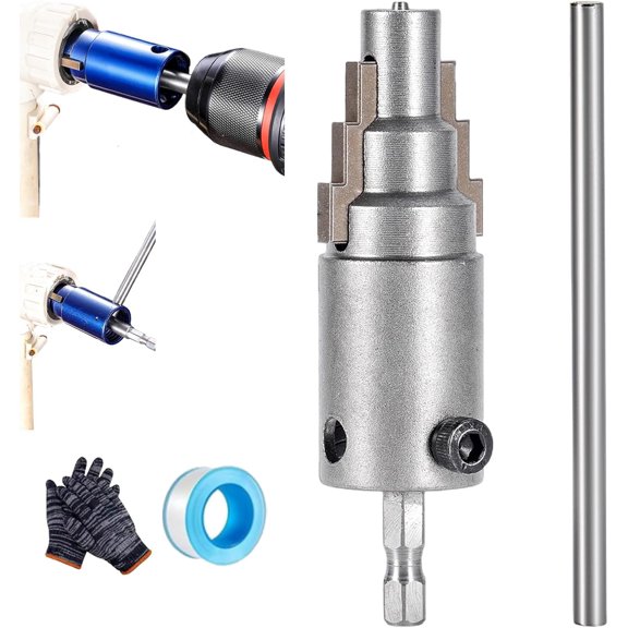 3-in-1 Pipe & Valve Extractor, 2026 New Broken Pipe Extractor Tool, Reverse Thread Remover for 1/2" 3/4" 1" Pipes, Electric Drill Internal Pipe Wrench for Rusted Damaged Faucet Bolts (Sliver-1 Set)