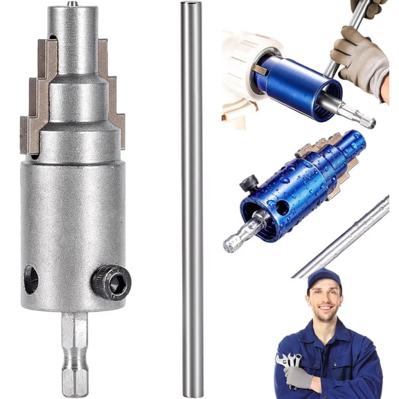 3-in-1 Pipe & Valve Extractor, 2026 New Broken Pipe Extractor Tool, Reverse Thread Remover for 1/2" 3/4" 1" Pipes, Electric Drill Internal Pipe Wrench for Rusted Damaged Faucet Bolts