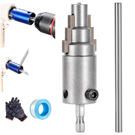 3-in-1 Pipe & Valve Extractor, 2026 New Broken Pipe Extractor Tool, Reverse Thread Remover for 1/2" 3/4" 1" Pipes, Electric Drill Internal Pipe Wrench for Rusted Damaged Faucet Bolts
