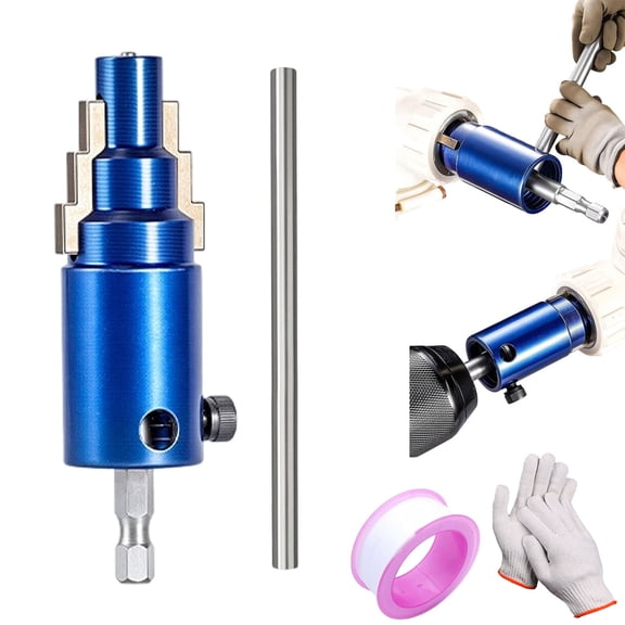 3-in-1 Pipe & Valve Extractor, Pipe Extractor Tool Pipe Nipple Extractor Set Pipe Remover Kit Broken Pipe,Removes Rusted Damaged Faucet Bolts Angle Valves 1/2",3/4",1",1Pc