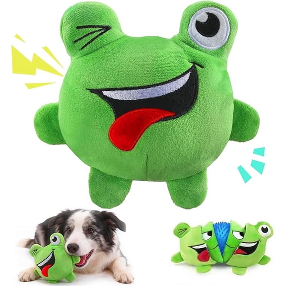 3-in-1 Plush Dog Chew Toy with Squeaky Ball Inside, No Stuffing Tearable Crinkle Puppy Toys for Aggressive Chewers, Birthday Gift Box for Small Medium Large Dogs
