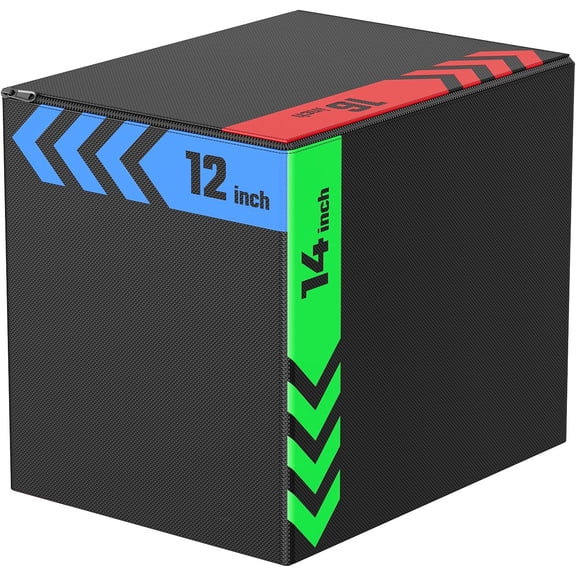 3-in-1 Plyometric Jump Box Workout Equipment, Box Jumps for Home Gym, Trainer with Anti Slip Surface and High Density Foam, Box Height: 20", 24", 30"