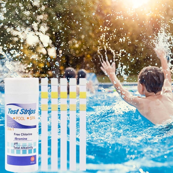 3-in-1 Pool & Spa Test Strips 50 Count | pH, Total Alkalinity, Bromine & Cyanuric Acid | Accurate Water Testing For Hot Tubs, Swimming Pools & Spas | Quick 15-Second Results | Easy Home Use